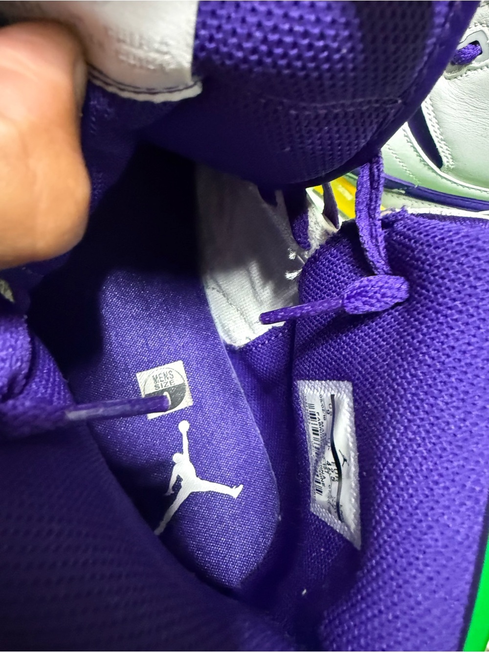 Jordan Legacy 312 High-Top Sneakers in White, Purple & Yellow - Picture 5 of 9
